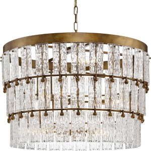 Progress Lighting Chevall 9-Light Chandelier, Gold Ombre, Artisanal Glass, Modern Organic, Luxe, Transitional. - 1 of 3