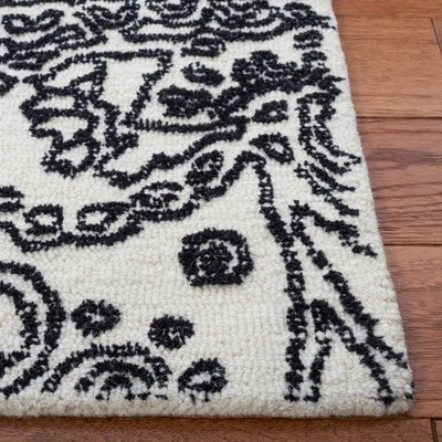 Ivory and Black Hand-Tufted Wool 8' x 10' Area Rug