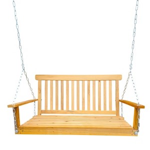 NicBex 2-Seat Outdoor Hanging Wood Porch Swing with Armrests for Patio Bedroom Garden - 1 of 4