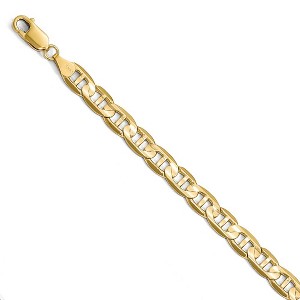 Black Bow Jewelry 7mm 14k Yellow Gold Concave Anchor Chain Bracelet - 1 of 4
