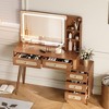 SKRAN 47" Vintage Makeup Vanity with Mirror, Dressing Table with 5 Rattan Drawers, Storage Shelf and Sturdy Metal Feet for Makeup Room and Bedroom - 3 of 4