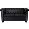 vidaXL Chesterfield 2-Seater Artificial Leather Black - 2 of 4