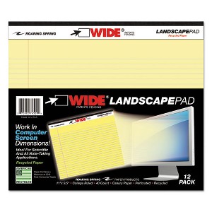 Roaring Spring WIDE Landscape Format Writing Pad, Unpunched with Standard Back, Medium/College Rule, 40 Canary-Yellow 11 x 9.5 Sheets - 1 of 4