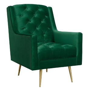 Reese Accent Chair With Gold Legs Emerald - Picket House Furnishings, Green