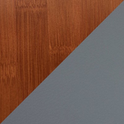 Cosmo Walnut Wood and Grey Faux Leather Arm Chair