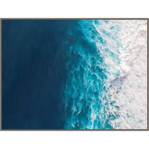 Amanti Art 42"x32" Seascape of Splashing Waves by The Creative Bunch Studio Framed Canvas Wall Art Print: Ocean Landscape - 1 of 4