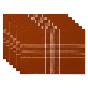 DII Sedona Check Placemat Set 6 Piece, Rust, 13x19" - 1 of 4