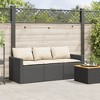 vidaXL Patio Sofa with Cushions 3-Seater Black Poly Rattan - 3 of 4