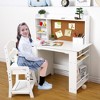 40''H Kids Study Desk & Chair Set w/Cork Board - 33x18'' Wooden Learning Table w/Storage, CPSIA Certified (White) - 3 of 4