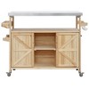 CLIHOME Outdoor Kitchen Island, Rolling Bar Cart & Storage Cabinet, Farmhouse Outdoor Grill Table with Stainless Steel Top, Towel Rack - 3 of 4