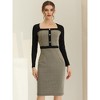 Allegra K Women's Vintage Houndstooth Square Neck Contrast Long Sleeve Midi Bodycon Dress - image 3 of 4