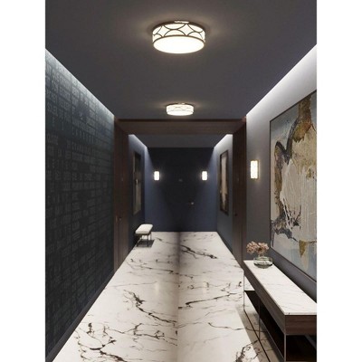 Lake 16" Gold LED Drum Flush Mount with White Acrylic Shade