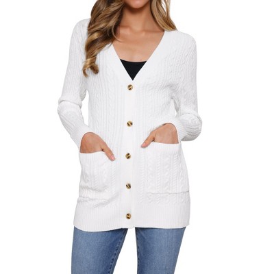 INSPIRE CHIC Women's Casual V Neck Long Sleeve Button Down with Pockets Cardigans