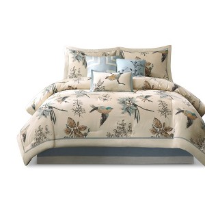 Gracie Mills Carrie Classic Leaf and Bird Printed 7-Piece Comforter Set - 1 of 4