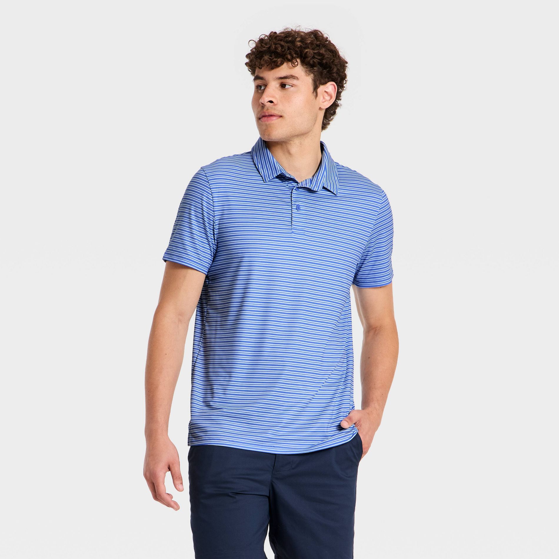 Men's Horizontal Striped Jersey Polo Shirt - All In Motion™