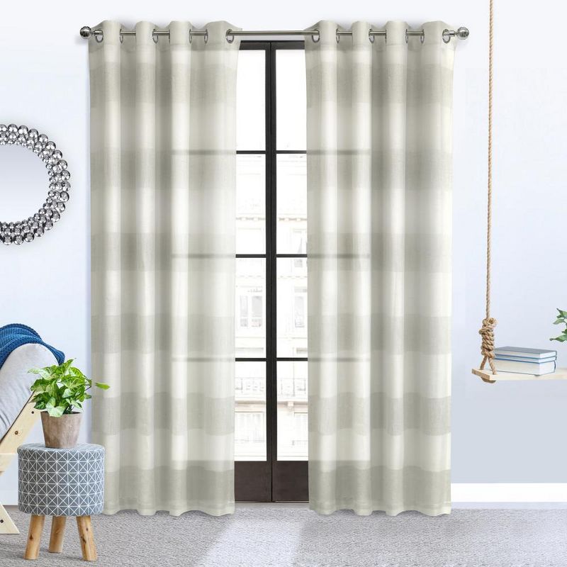 Habitat Paraiso Eclectic Smooth Textured Brighten Space Sheer Panel Grommet Curtain Panel Ivory Grey, 1 of 6