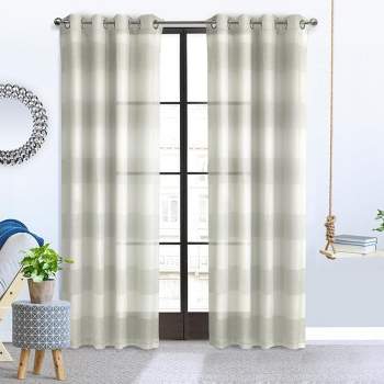 Habitat Paraiso Eclectic Smooth Textured Brighten Space Sheer Panel Grommet Curtain Panel Ivory Grey