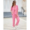 Women's Pleated 2 Piece Outfits Set Summer Long Sleeve Shirt Wide Leg Pants Sets Casual Streetwear - 2 of 4