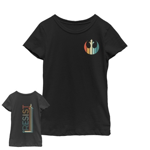 Girl's Star Wars Resistance Rainbow Rebel Symbol T-shirt - Black