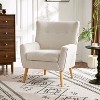 Vynxaria Mid-Century Modern Accent Chair Button-Tufted Back, Granular Plush Fabric, Rubber Wood Legs, Ergonomic Design, Easy Installation - 4 of 4