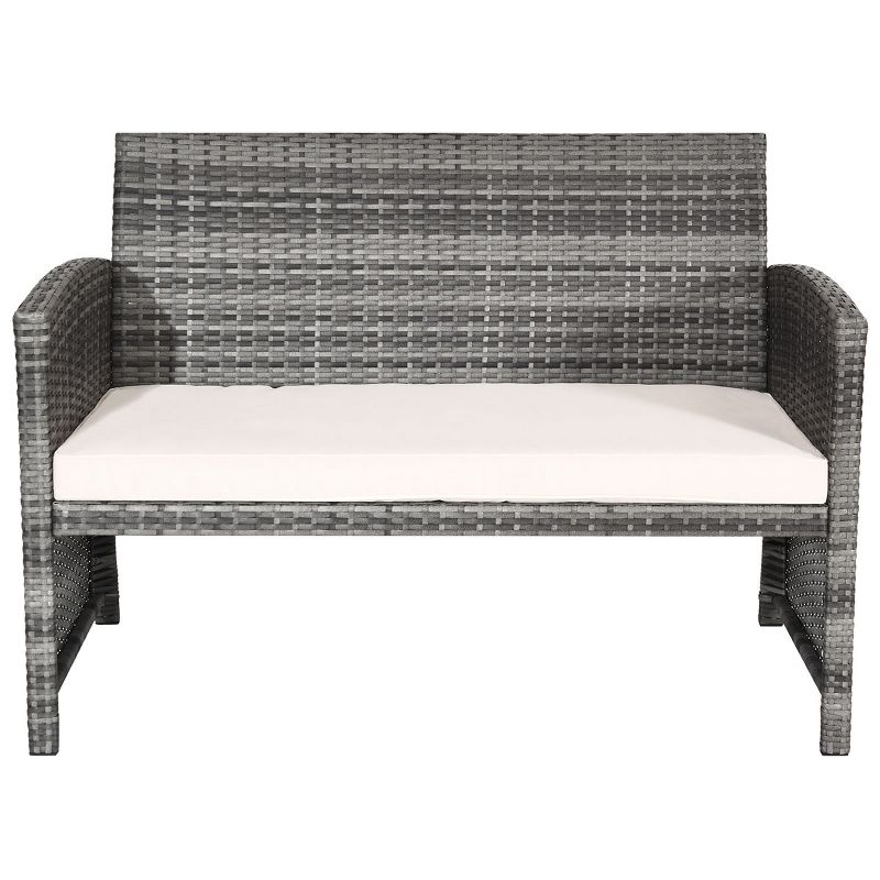 Tangkula 4 PCS Patio Wicker Furniture Outdoor Rattan Chairs w/Cushions, 5 of 8