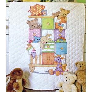 Dimensions Baby Hugs Quilt Stamped Cross Stitch Kit 34"X43"-Baby Drawers - 1 of 1