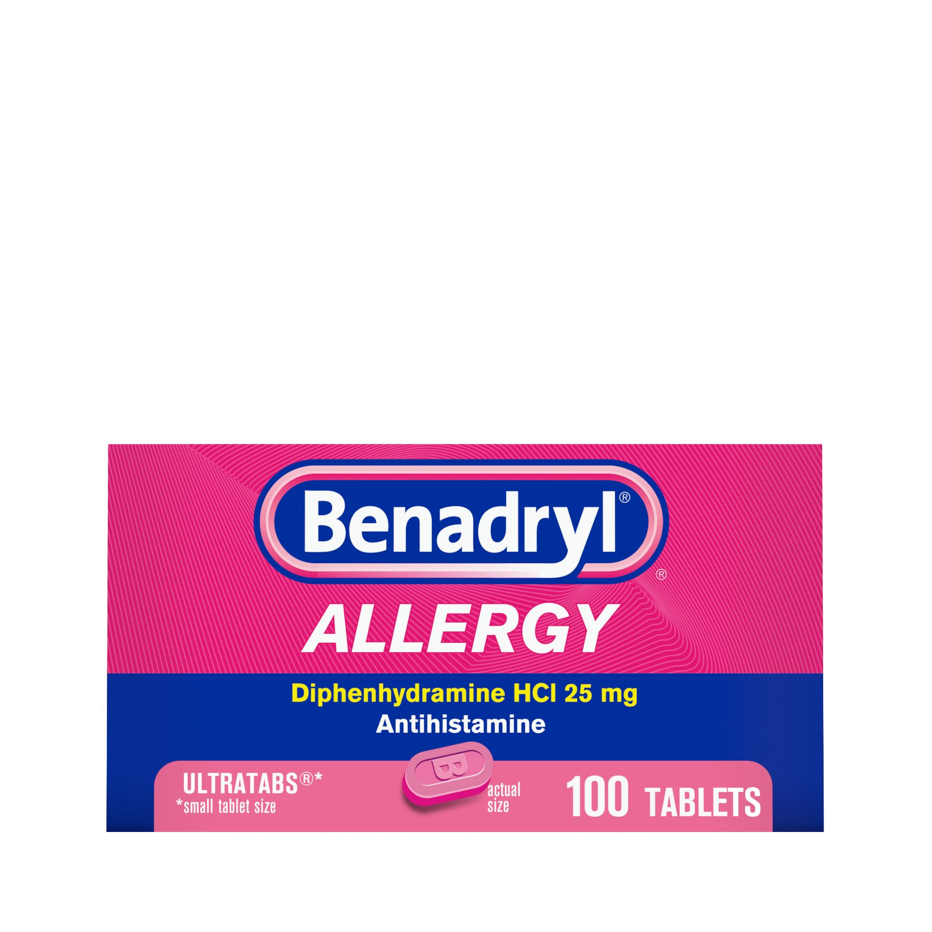 Benadryl Ultratabs Diphenhydramine Antihistamine Cold & Allergy Relief Tablets - 100ct