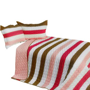 Slickblue Quilt Set Full/Queen with 2 Shams, Pre-Washed Reversible Design, Stripes Pattern, 5 Colors, 3 Piece - 1 of 4