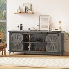 66" Farmhouse TV Stand with Power Outlets for 75"TV,Entertainment Center with Storage and Sliding Barn Doors - 2 of 4