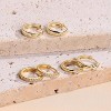 3Pairs 925 Sterling Silver, 14K Gold Plated Small Huggie Hoop Earrings Sets for Multiple Piercing CZ Cartilage Earrings Stacks - 4 of 4