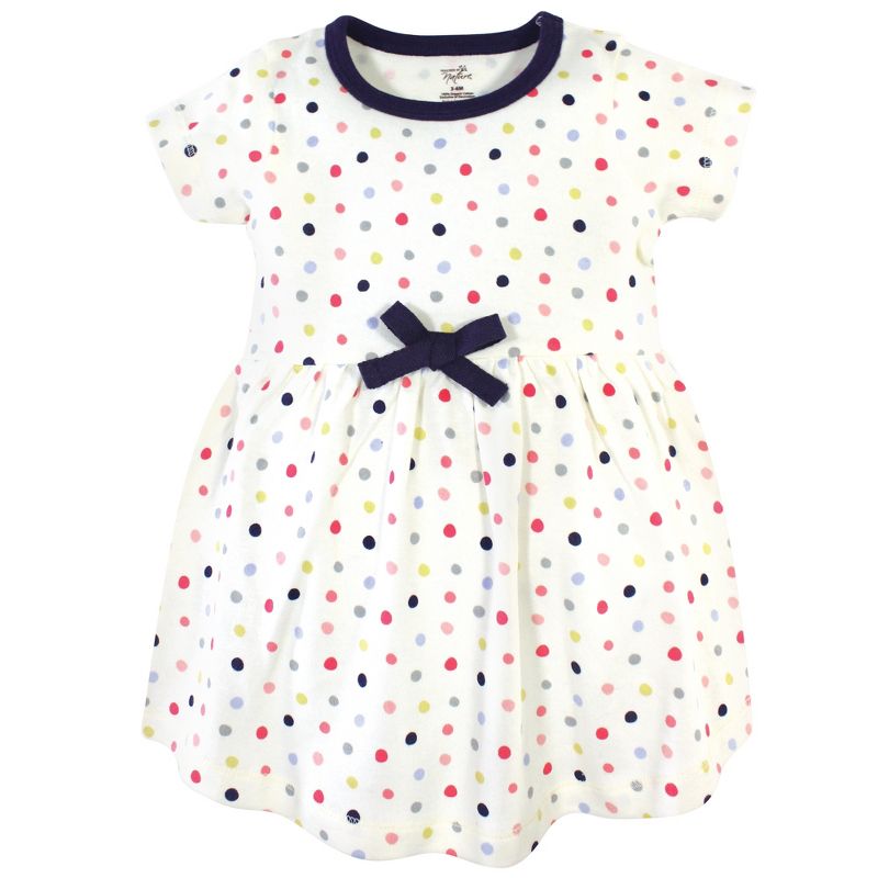 Touched by Nature Baby and Toddler Girl Organic Cotton Short-Sleeve Dresses 2pk, Colorful Dot, 3 of 5