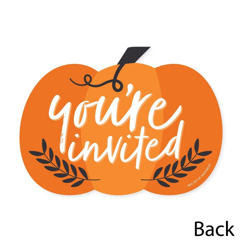 Big Dot of Happiness Fall Pumpkin - Shaped Fill-In Invitations - Halloween or Thanksgiving Party Invitation Cards with Envelopes - Set of 12, 5 of 8