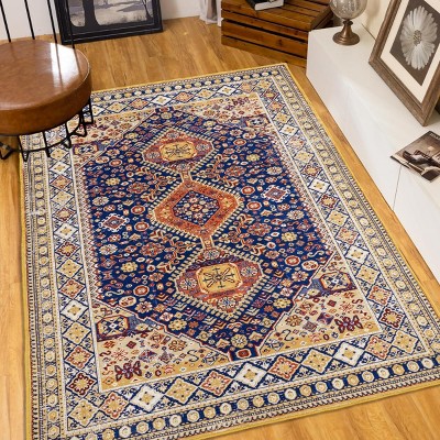 GlasFlength Rug Pads Elegant Vintage Bohemia Waterproof Extra Large Area Rugs Non-Slip Rug Pads Washable Rug for Room, Yellow, 84"*60"*0.31"