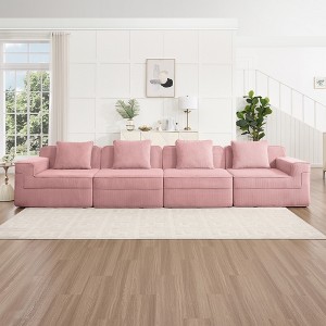 VASIP Modular Boneless Cloud Sofa 4-Seater with Deep Seat Sectional Couch and  Pillows,Corduroy Fabric for Large Living Room,Pink - 1 of 4