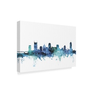 Trademark Fine Art -Michael Tompsett 'Nashville Tennessee Blue Teal Skyline' Canvas Art - 1 of 3