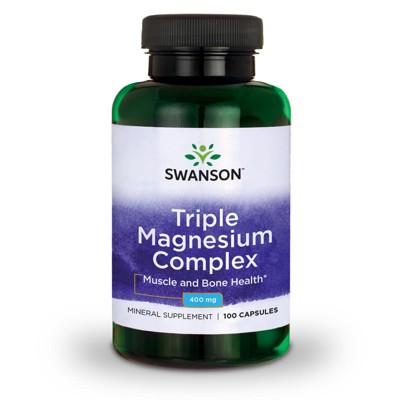 Swanson Triple Magnesium Complex Supplements, Promotes Healthy Mood & Sleep, Supports Your Heart Health & Nervous System, 400 mg