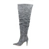 Fashion To Figure Women's Sana Scrunched Thigh high - Wide Width - 11, SILVER REFLECTIVE CA - 3 of 4