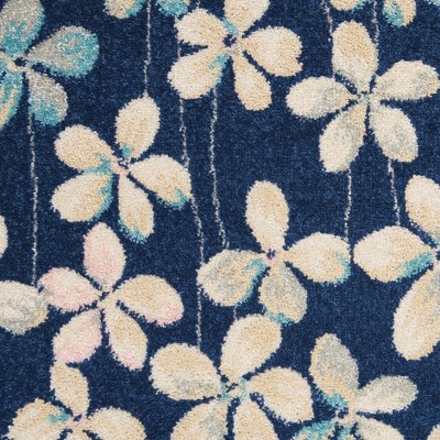 Elysian Navy Floral 5' x 7' Reversible Viscose Area Rug