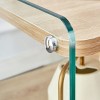 GlasFlength Coffee Tables Modern Three Tier Bedside Cabinet Glass Sided Storage Solution For Bedroom Living Room, Beige, 14"*14"*23.6" - 4 of 4