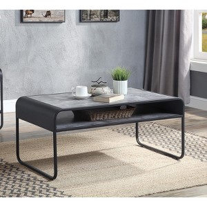 HDZNVF Modern Sleek Design Black Finish Coffee Table with Shelf Metal Frame Concrete Gray - 1 of 4
