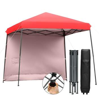 Costway 10ft X 10ft Pop Up Tent Slant Leg Canopy W/ Roll-up Side Wall Red