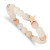 Chisel Stainless Steel Rose IP-plated Star 8.5mm Pink and White Aventurine Beaded Stretch Bracelet - 2 of 4