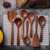 Itopfox Wooden Non-Stick Kitchen Utensil Set - 7-Piece Natural Teak Spatula, Spoon, Salad Fork, and More for Cooking and Serving - 4 of 4