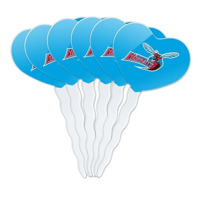 Delaware State University Primary Logo Heart Love Cupcake Picks Toppers Decoration Set of 6