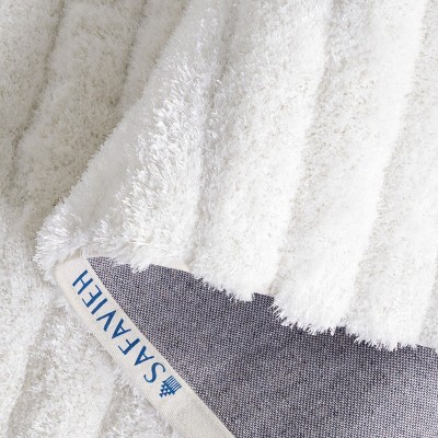 Pearl White Hand-Tufted Synthetic Shag Area Rug 5' x 8'