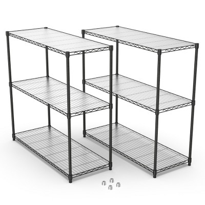 Dolonm 2 Pack 3-Tier Heavy Duty Wire Shelving Unit, 1050lbs Capacity, Adjustable Height, Chrome Finish, No Tools Assembly, 48"L x 18"W x 47.2"H