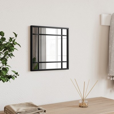 vidaXL Wall Mirror Black 11.8 in.x11.8 in. Square Iron