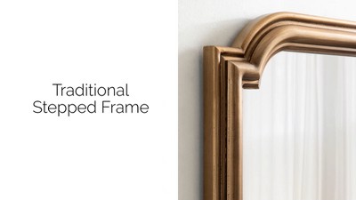 Gold Scalloped Rectangular Wood Bathroom Vanity Mirror