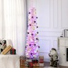 HOMCOM 7ft Tall Pencil Prelit Artificial Christmas Tree Holiday Décor with 500 Colorful Surface Branches, 250 Colorful LED Lights, Pink - 3 of 4