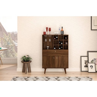 Salamanca Dark Brown Walnut Bar Cabinet with Wine Rack